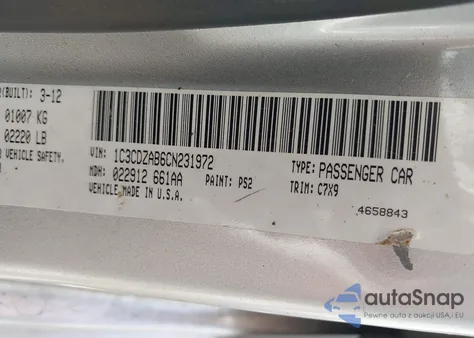 2012 Dodge Avenger Se from USA, damaged, VIN 1C3CDZAB6CN231972